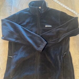 Columbia Full Zip Sweater Mens Large Regular Fit Mock Neck Zip Pocket Logo Gray